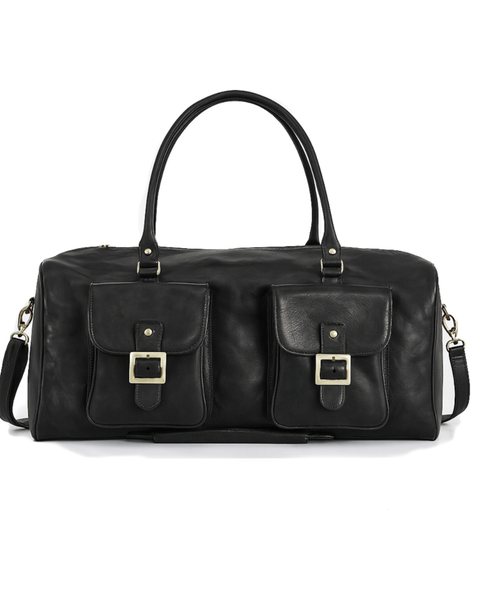 BOLSO DE VIAJE CUERO PREMIUM HOMBRE TRAVEL BLACK + Tarjetero Protect Antiscan de REGALO + Envío GRATIS para la RM