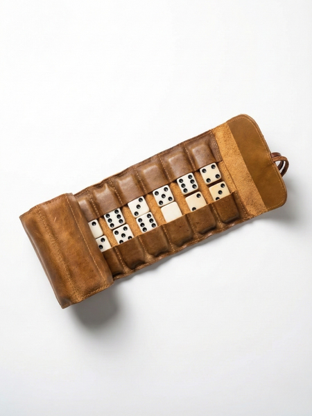 DOMINÓ JUEGO DE MESA ESTUCHE DE CUERO
