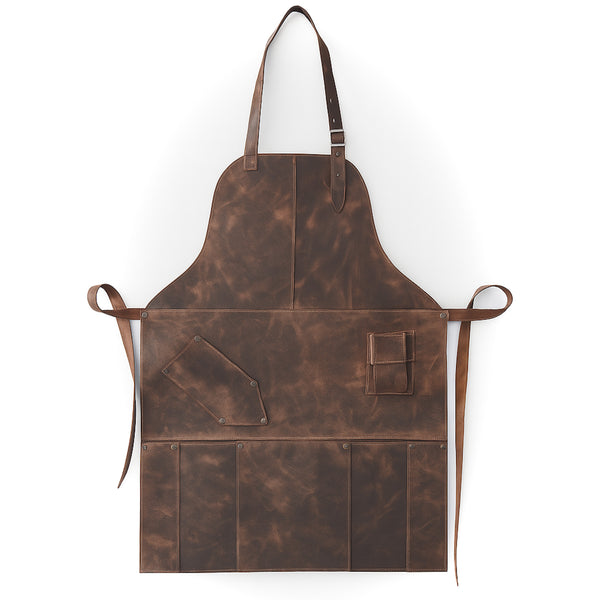 PECHERA DE CUERO CAFÉ PARA ASADOR