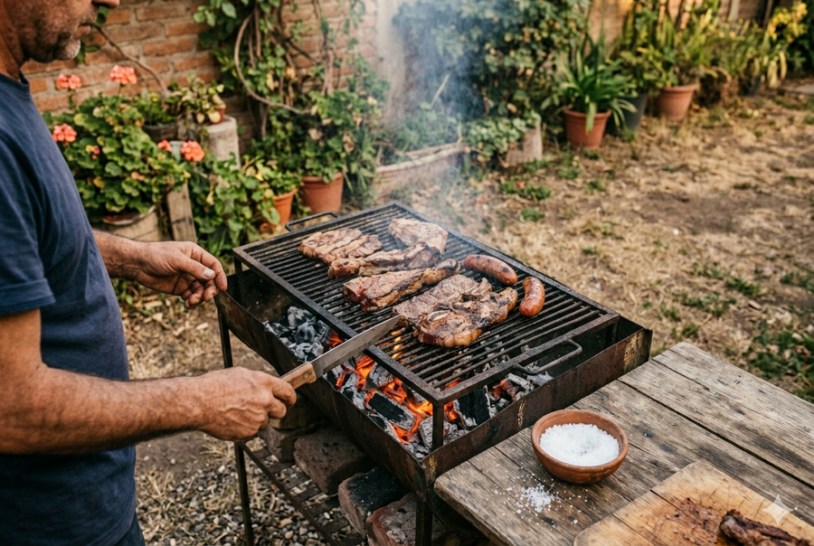PECHERA ASADOR CUERO PORTA BOTELLA