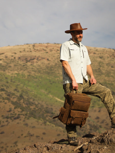 MOCHILA CUERO HOMBRE CAFÉ EXPEDITION