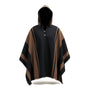 PONCHO ALPACA NEGRO-CAFÉ CON CAPUCHA