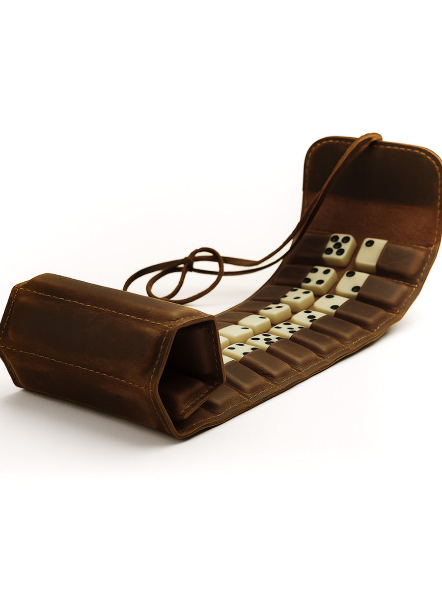 DOMINÓ JUEGO DE MESA ESTUCHE DE CUERO