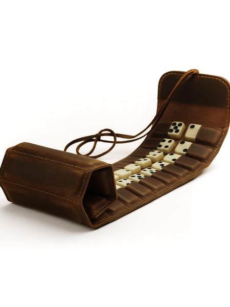 DOMINÓ JUEGO DE MESA ESTUCHE DE CUERO
