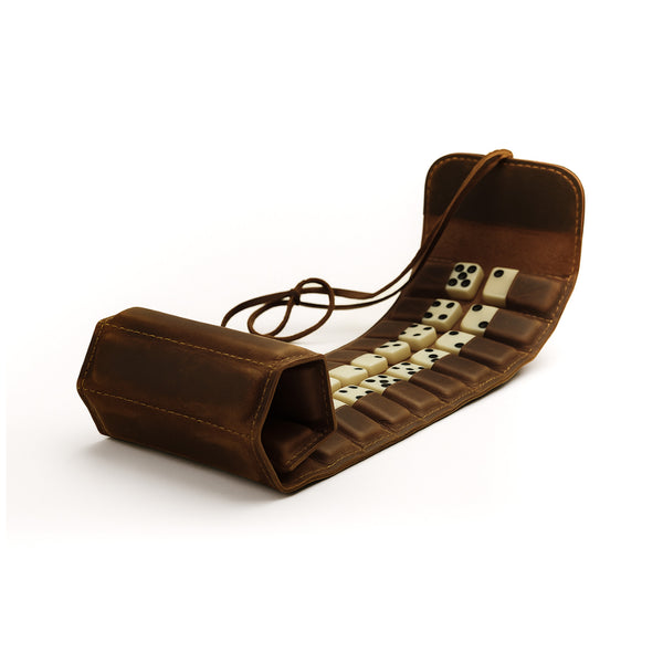 DOMINÓ JUEGO DE MESA ESTUCHE DE CUERO