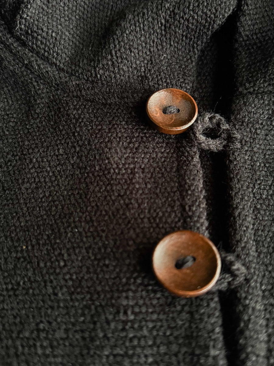 PONCHO DE LANA DE ALPACA RUSTICO NEGRO