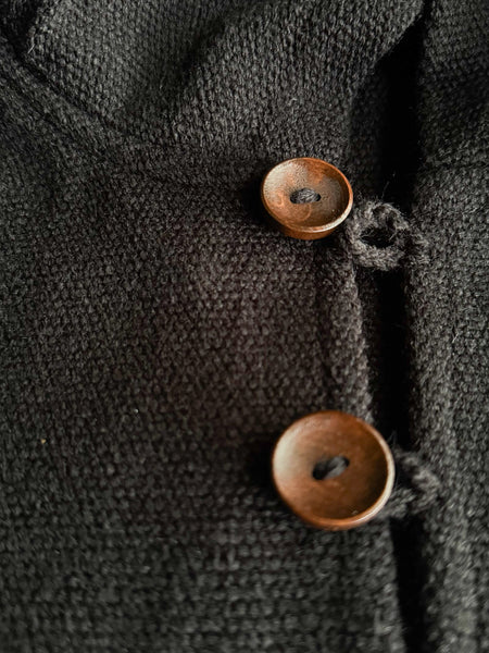 PONCHO DE LANA DE ALPACA RUSTICO NEGRO