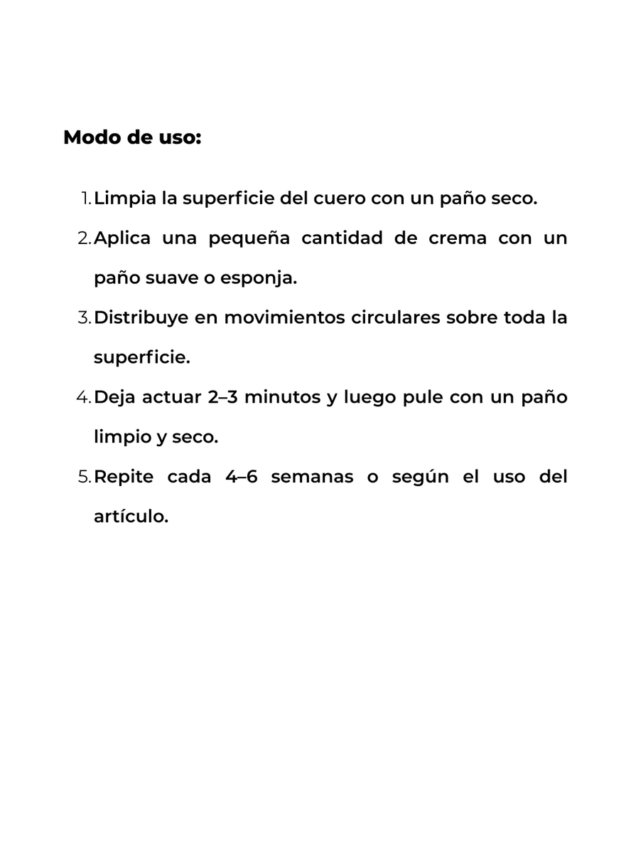 CREMA INCOLORA PARA CUERO