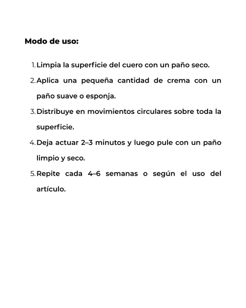 CREMA INCOLORA PARA CUERO