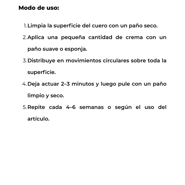 CREMA INCOLORA PARA CUERO