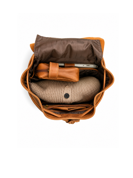 MOCHILA DE CUERO GENUINO PREMIUM MONTANA BEIGE