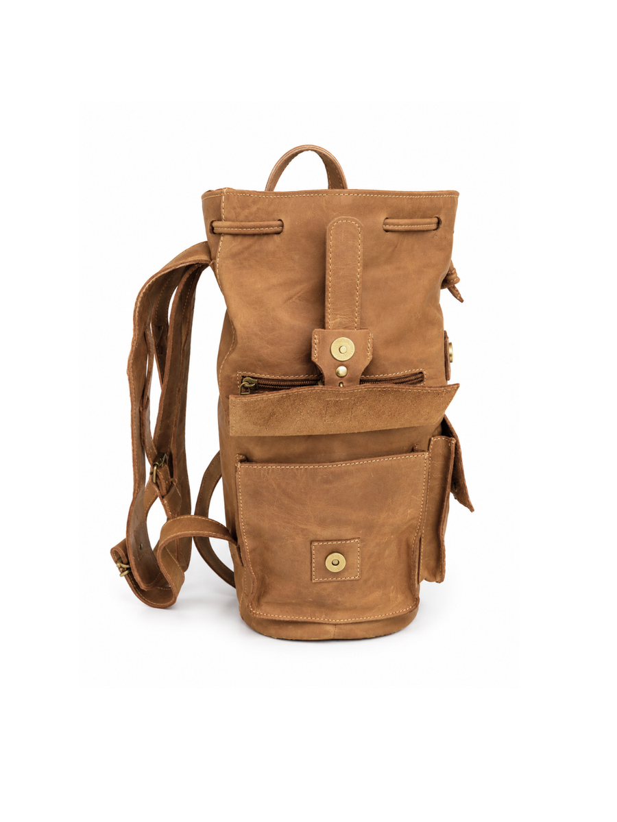 MOCHILA DE CUERO GENUINO PREMIUM MONTANA BEIGE