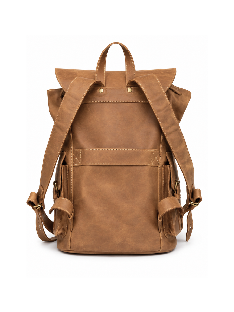 MOCHILA DE CUERO GENUINO PREMIUM MONTANA BEIGE