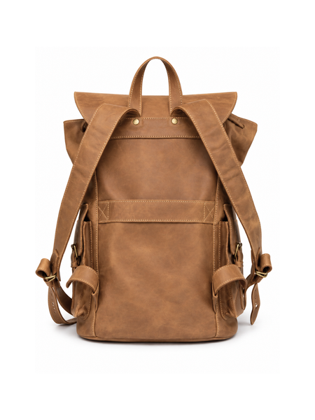 MOCHILA DE CUERO GENUINO PREMIUM MONTANA BEIGE