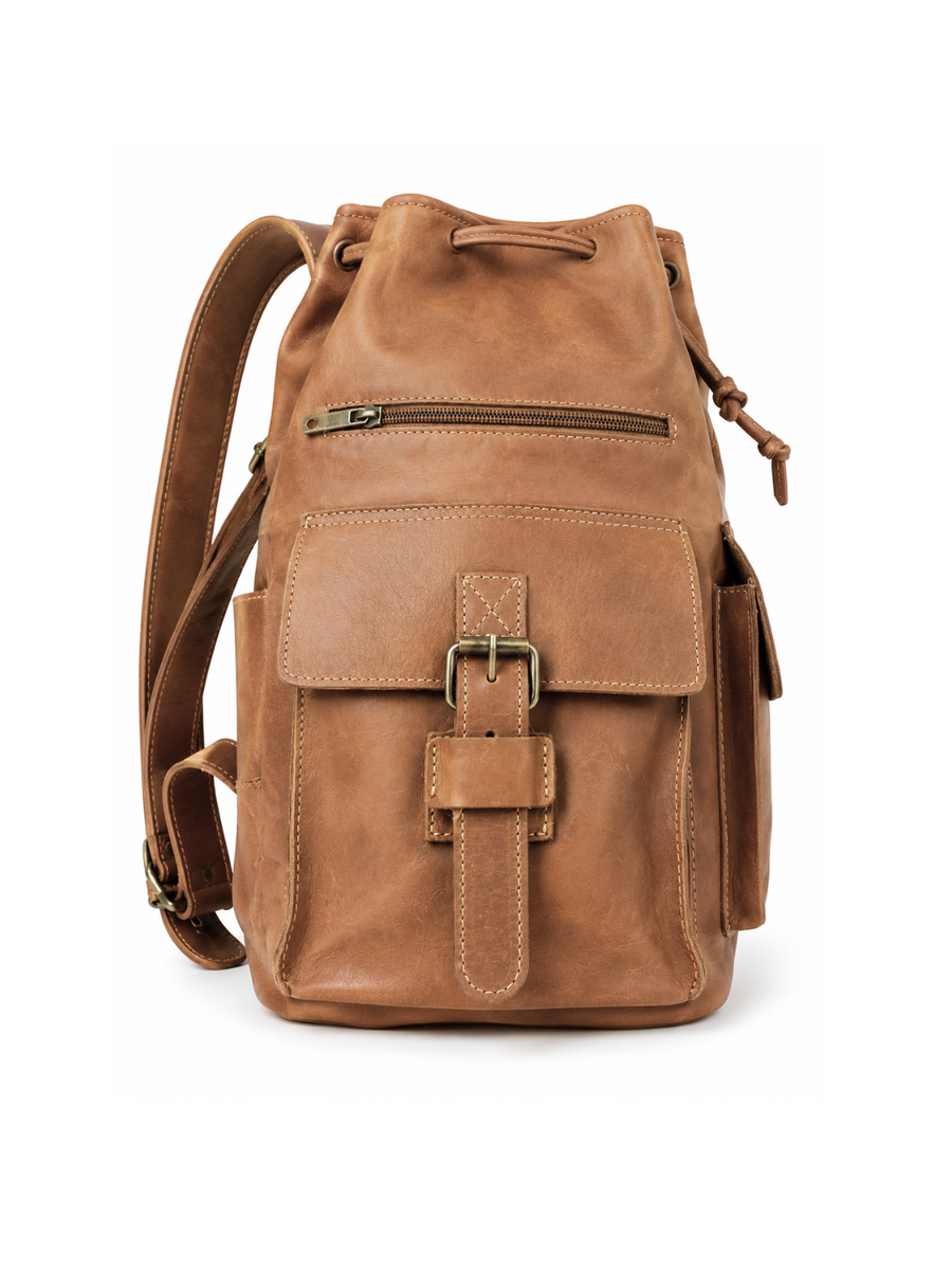 MOCHILA DE CUERO GENUINO PREMIUM MONTANA BEIGE