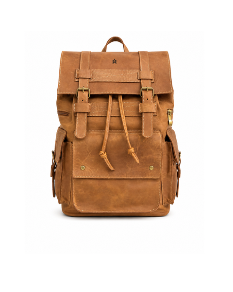 MOCHILA DE CUERO GENUINO PREMIUM MONTANA BEIGE