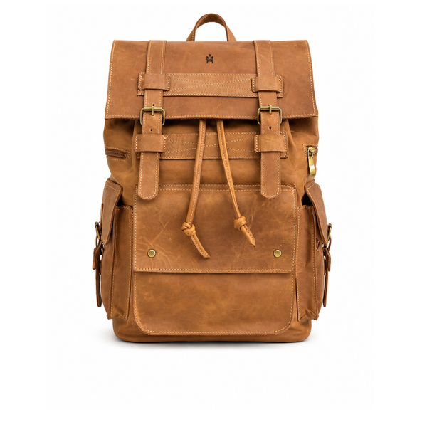 MOCHILA DE CUERO GENUINO PREMIUM MONTANA BEIGE