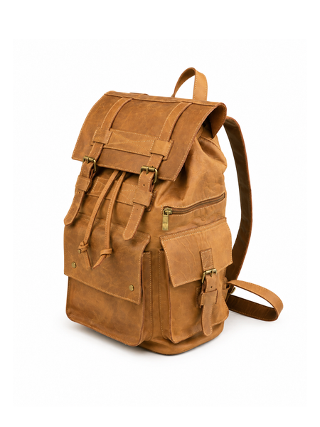 MOCHILA DE CUERO GENUINO PREMIUM MONTANA BEIGE