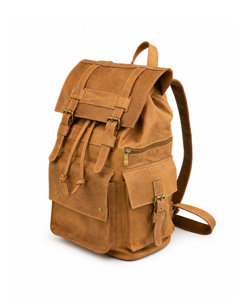 MOCHILA DE CUERO GENUINO PREMIUM MONTANA BEIGE