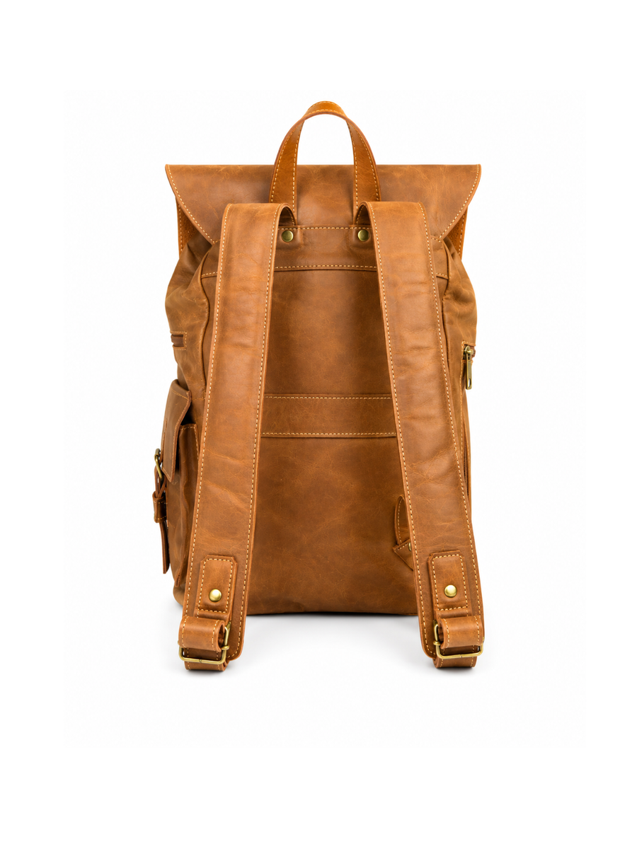 MOCHILA DE CUERO GENUINO PREMIUM MONTANA BEIGE