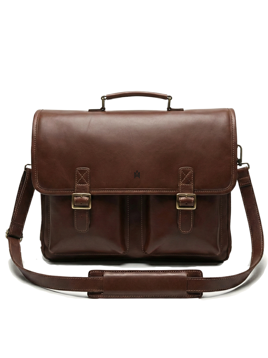 MALETIN CUERO GENUINO FULL GRAIN EXECUTIVE CAOBA