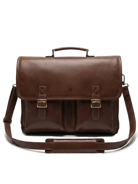 MALETIN CUERO GENUINO FULL GRAIN EXECUTIVE CAOBA