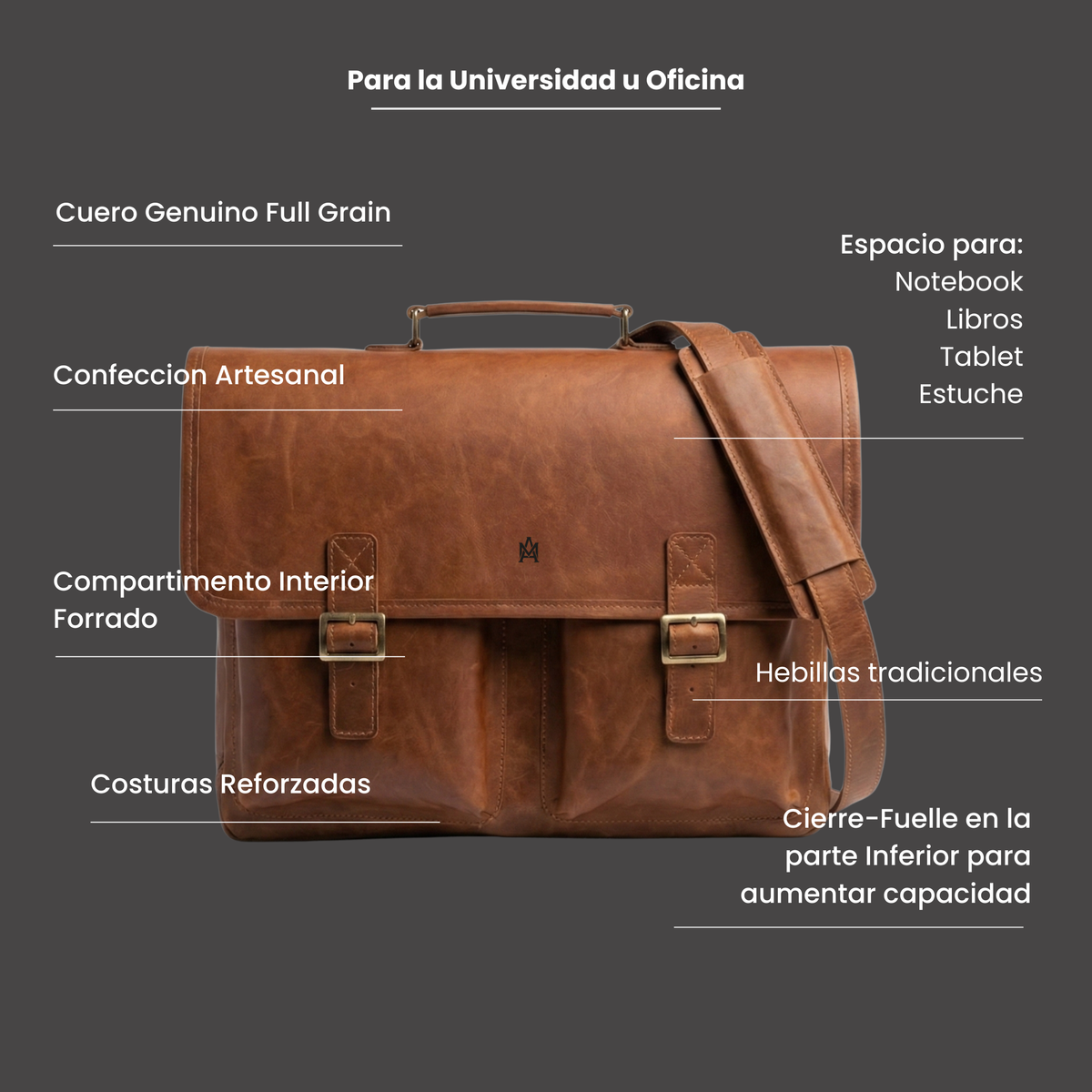 MALETIN CUERO GENUINO FULL GRAIN EXECUTIVE