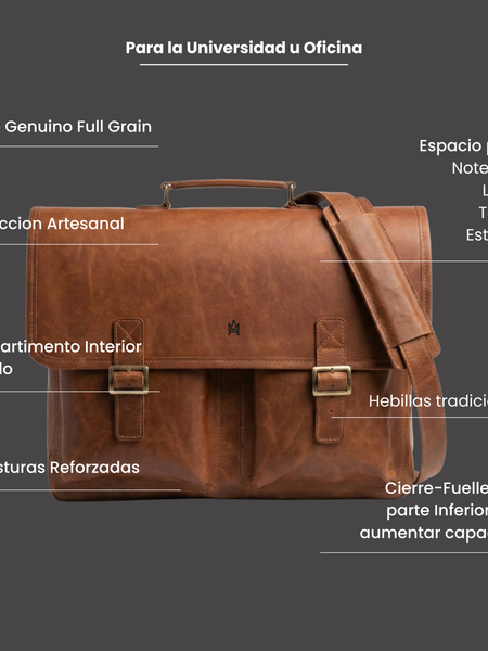 MALETIN CUERO GENUINO FULL GRAIN EXECUTIVE CAOBA