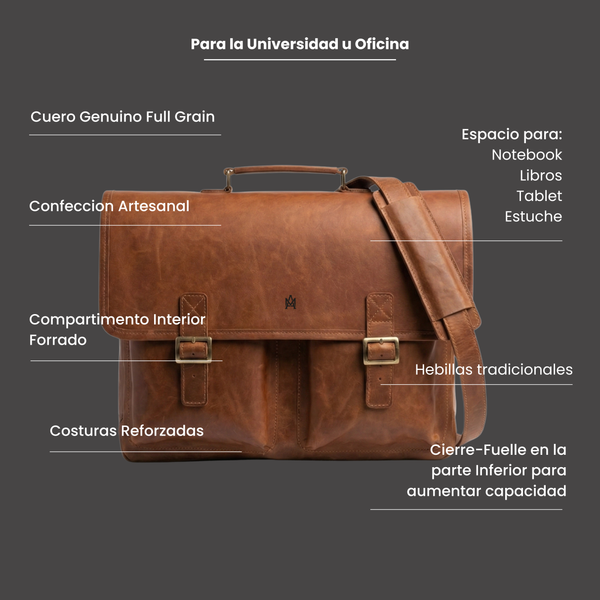 MALETIN CUERO GENUINO FULL GRAIN EXECUTIVE
