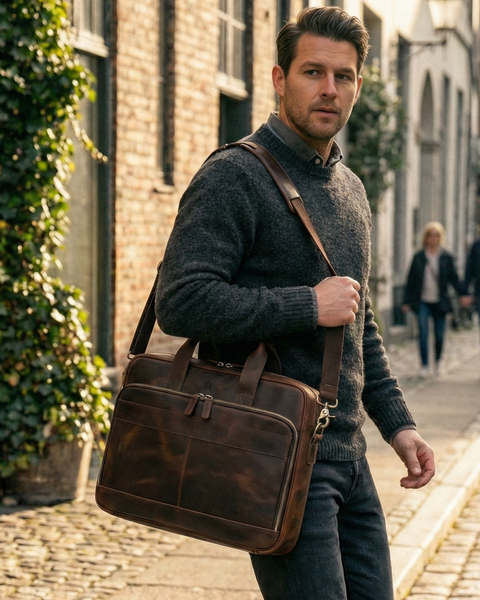 MALETÍN DE CUERO GENUINO HOMBRE OXFORD