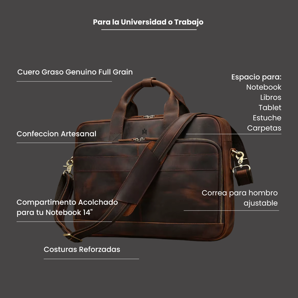 MALETÍN DE CUERO GENUINO HOMBRE OXFORD