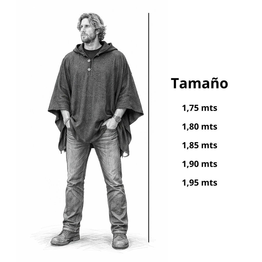 PONCHO DE ALPACA HOMBRE CASTILLA NEGRO