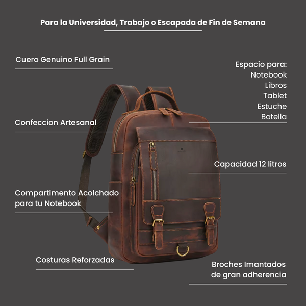 MOCHILA DE CUERO GENUINO HOMBRE COLLEGE