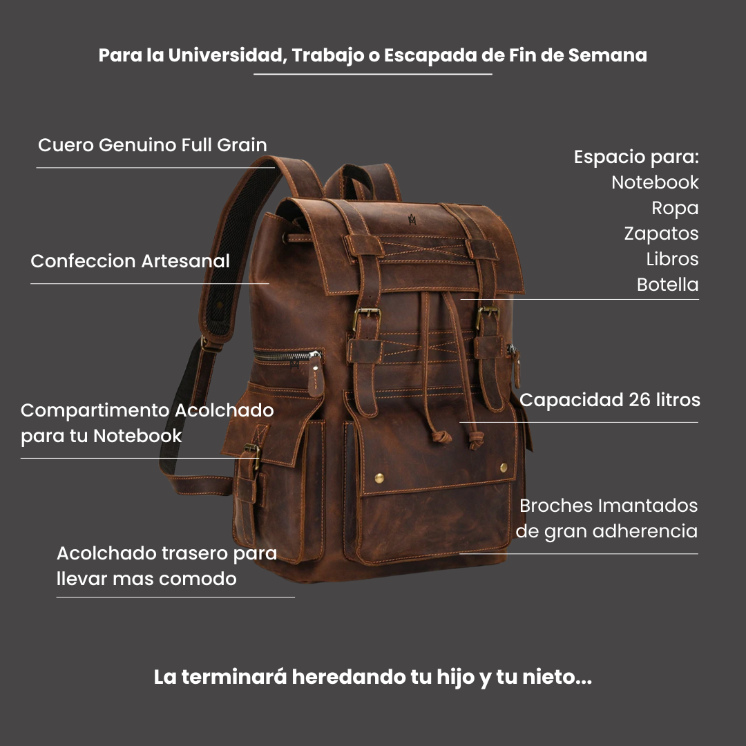 MOCHILA DE CUERO GENUINO PREMIUM MONTANA