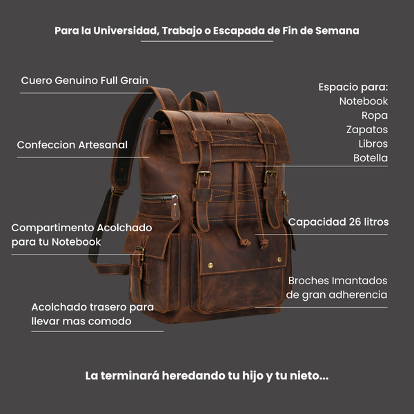 MOCHILA DE CUERO GENUINO PREMIUM MONTANA