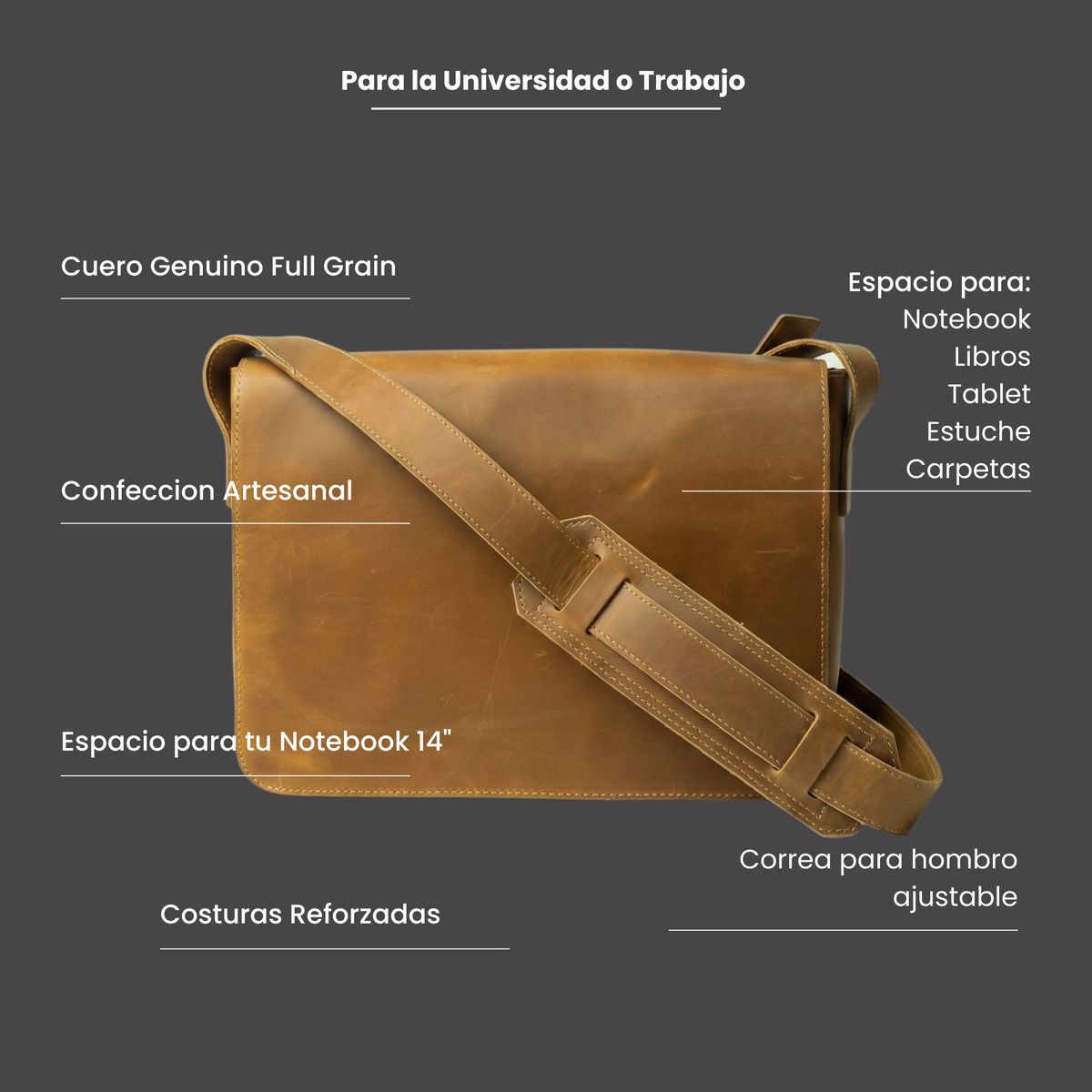 MORRAL DE CUERO GENUINO PREMIUM DUBLIN