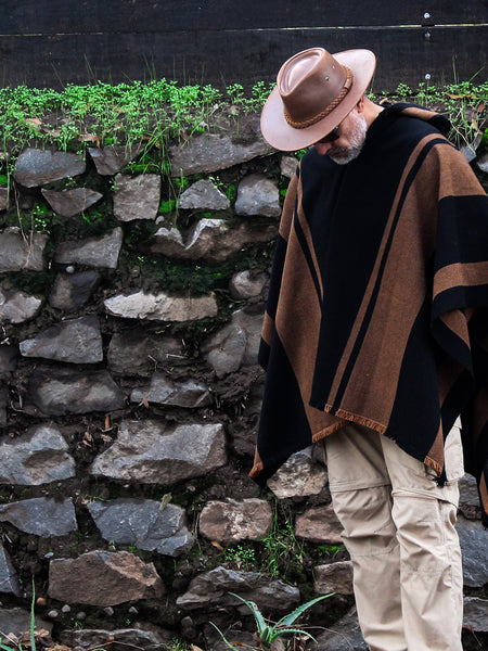 PONCHO LANA DE ALPACA CLÁSICO CON CAPUCHA