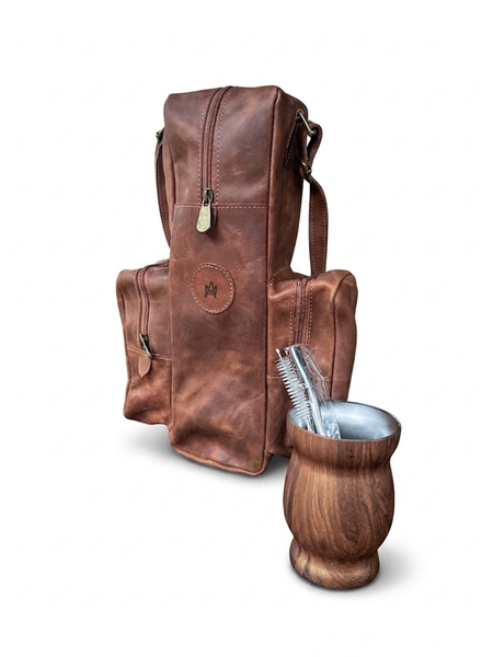 PACK MATERA DE CUERO CHE + MATE DE ACERO INOX