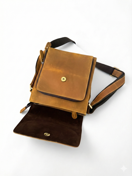 MORRAL CUERO GENUINO PARA HOMBRE PRAGA