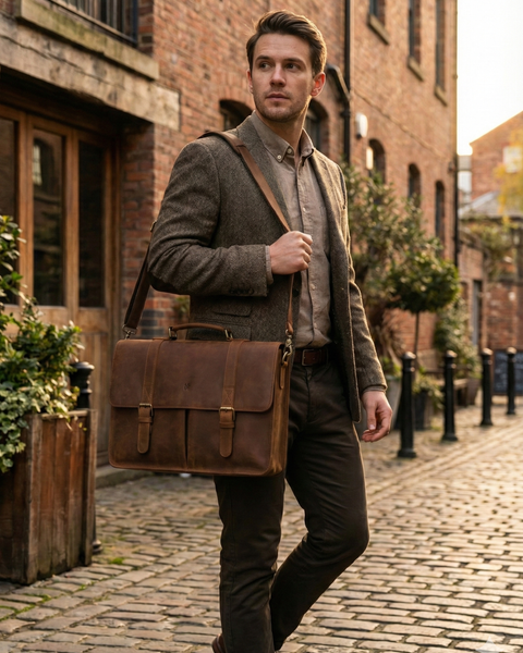 MALETIN DE CUERO GENUINO FULL GRAIN OLD YORK