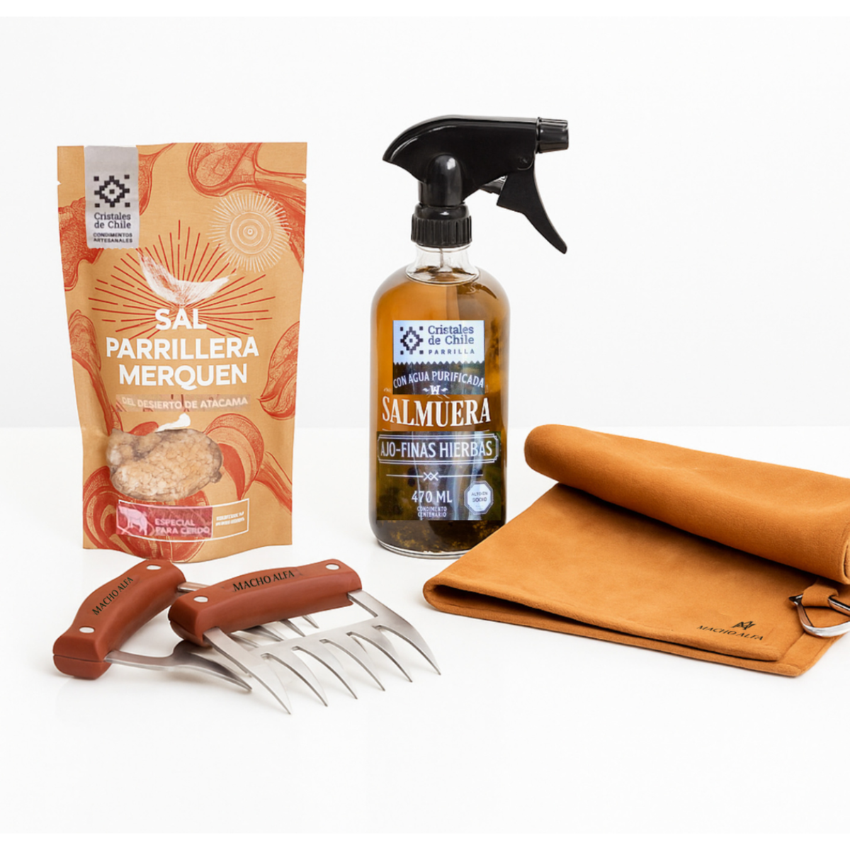PACK PARRILLERO 2: GARRAS, PAÑO, SALMUERA Y SAL