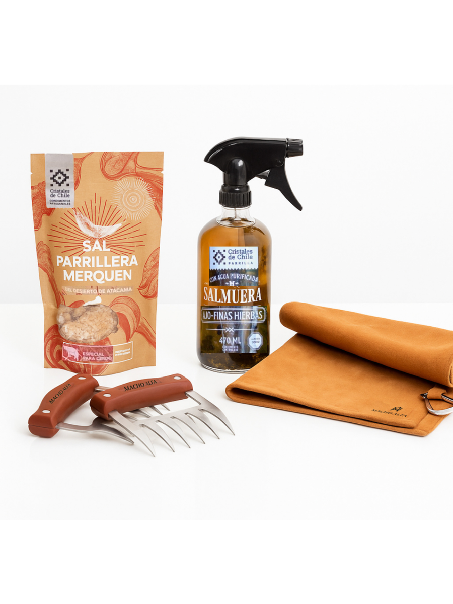 PACK PARRILLERO 2: GARRAS, PAÑO, SALMUERA Y SAL