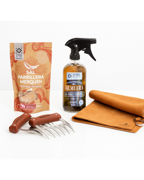 PACK PARRILLERO 2: GARRAS, PAÑO, SALMUERA Y SAL