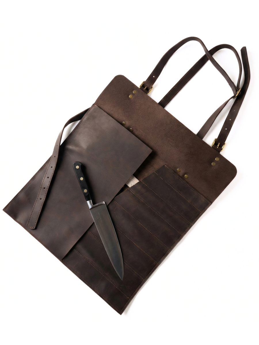 PORTA CUCHILLOS PARRILLEROS DE CUERO FULL GRAIN PREMIUM