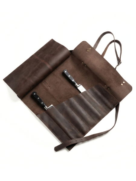 PORTA CUCHILLOS PARRILLEROS DE CUERO FULL GRAIN PREMIUM