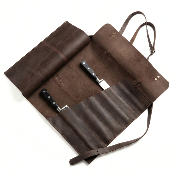 PORTA CUCHILLOS PARRILLEROS DE CUERO FULL GRAIN PREMIUM