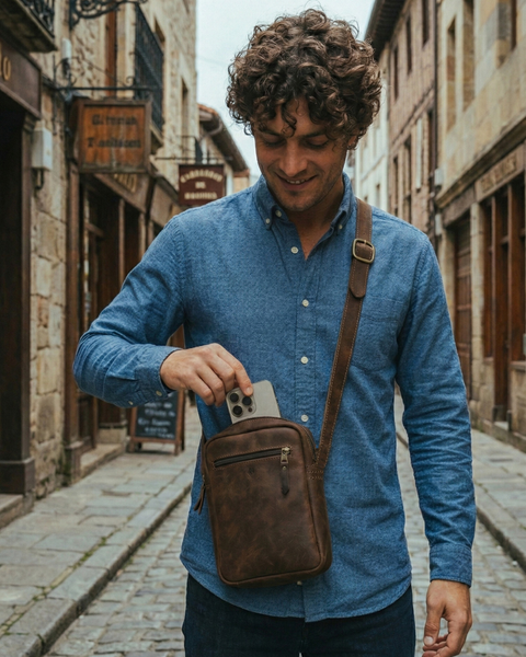 MORRAL DE CUERO GENUINO ROVER