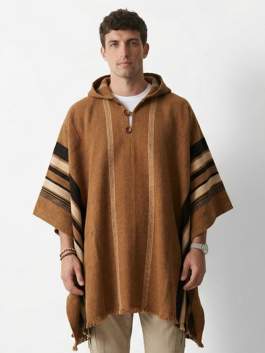 PONCHO DE LANA ALPACA RUSTICO CAFE