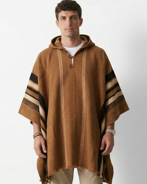 PONCHO DE LANA ALPACA RUSTICO CAFE