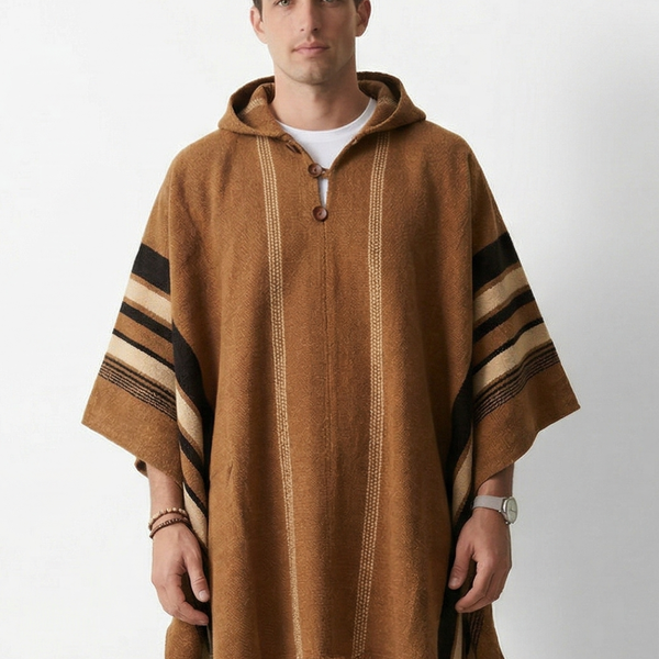 PONCHO DE LANA ALPACA RUSTICO CAFE